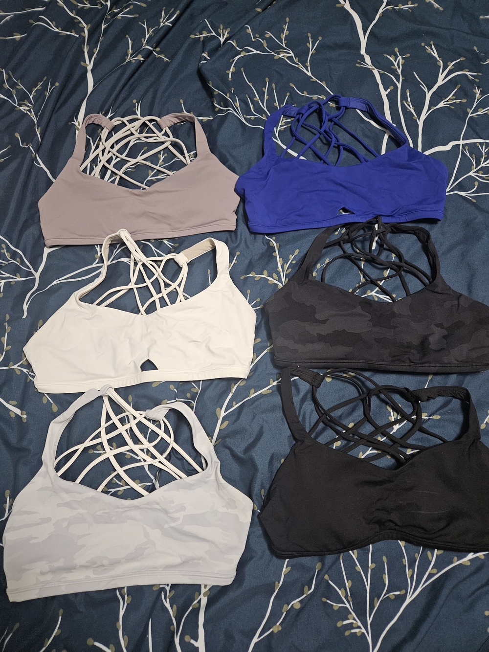 Free To Be Wild Sports Bra - Purple, Black, White, Light Purple Grey & Camo